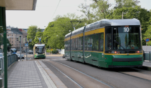 A tram is best suited as the public transport