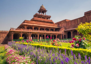 Panoramic Fatepur sikri with lush green front side